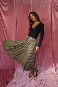 Stella Maxi Skirt Sparkle Jersey - Gold Metallic