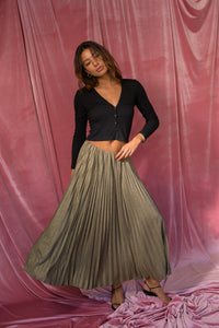 Stella Maxi Skirt Sparkle Jersey - Gold Metallic