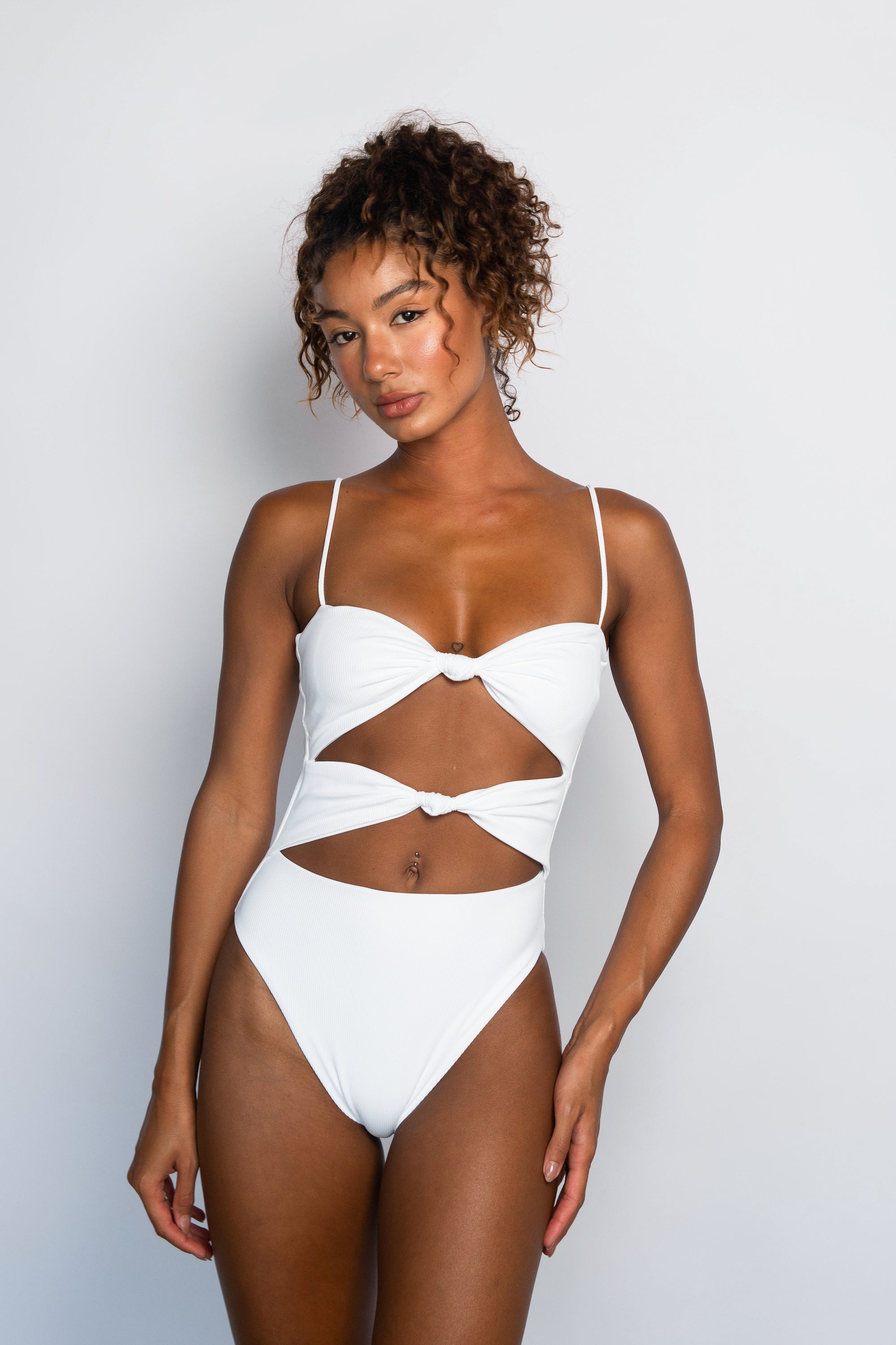 Lisa One Piece - White Micro Ribbed