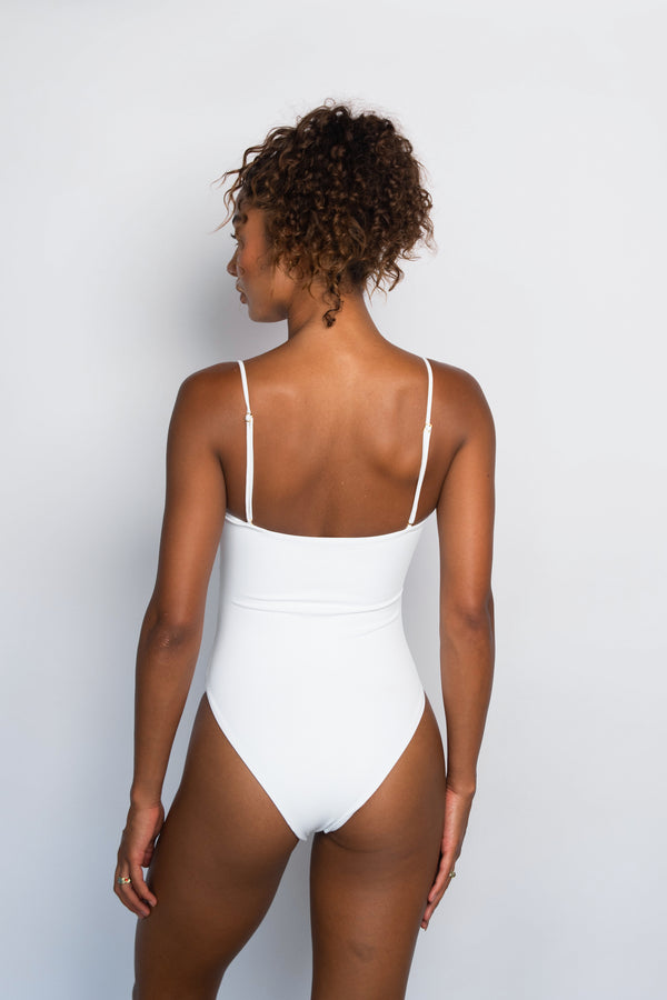 Lisa One Piece - White Micro Ribbed