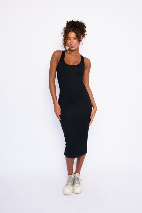 Alex Dress Ribbed - Black