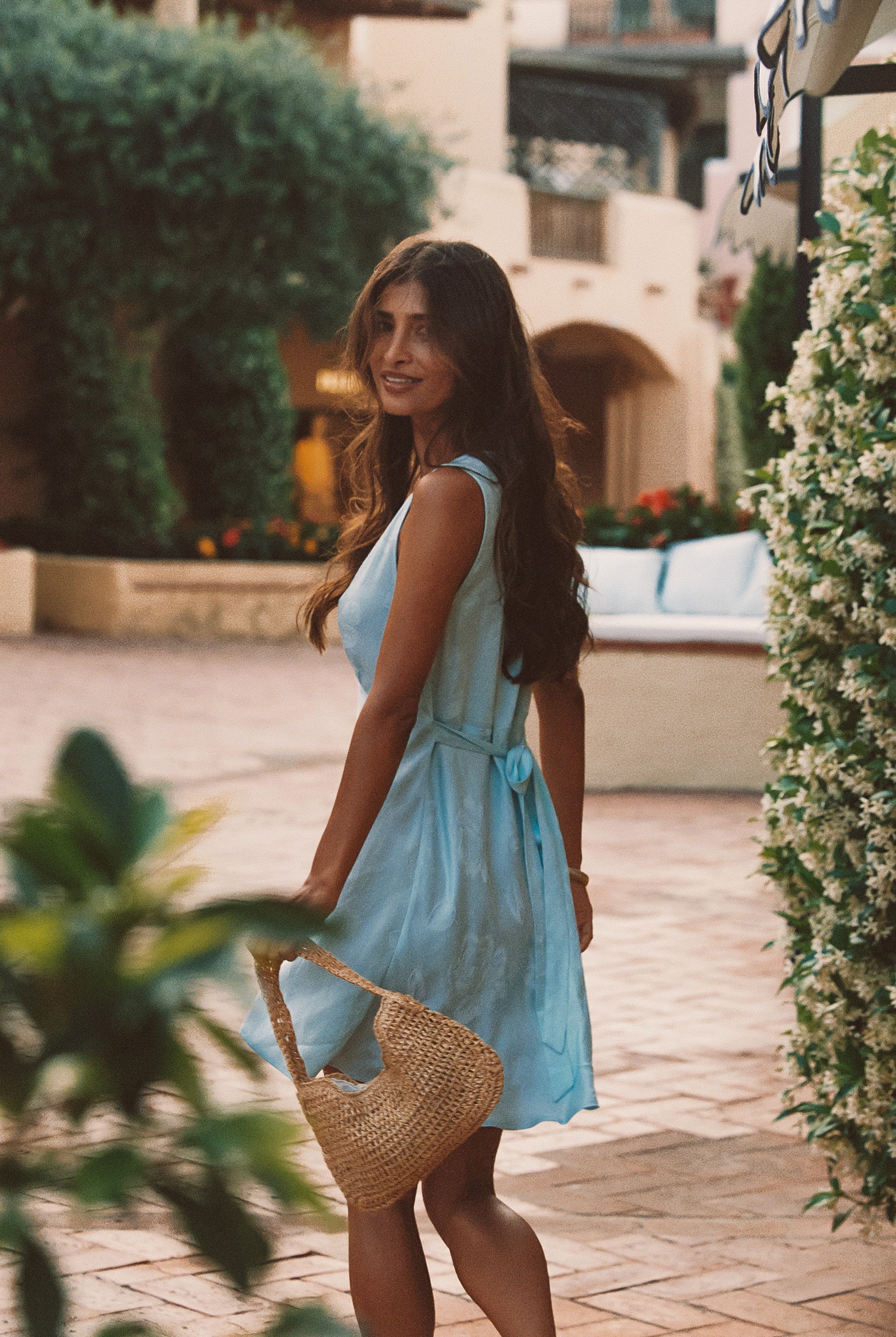 Suki Mini Dress with lace - Sky
