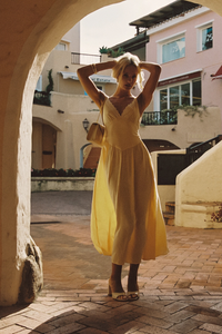 Perla Dress with lace - Lemon