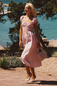 Josephine Midi Dress - Pink Gingham