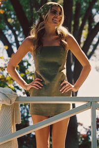 Icon Mini Dress Corduroy - Olive Corduroy