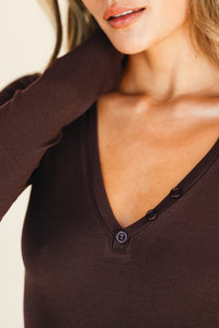 Henley Top Baby Ribbed - Toasted