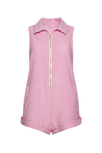 Wyatt Romper - Pink Seersucker