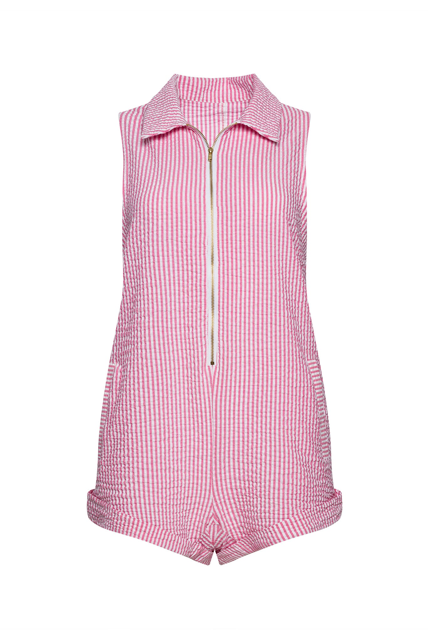 Wyatt Romper - Pink Seersucker