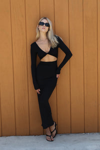 Holly Dress Ribbed - Black