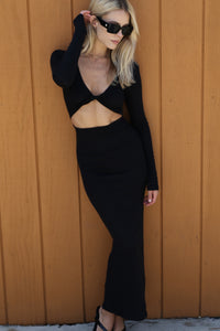 Holly Dress Ribbed - Black