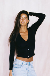 Clara Cardigan Baby Ribbed - Black